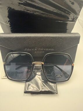 Women’s Black and Gold Oversized Square Sunglasses